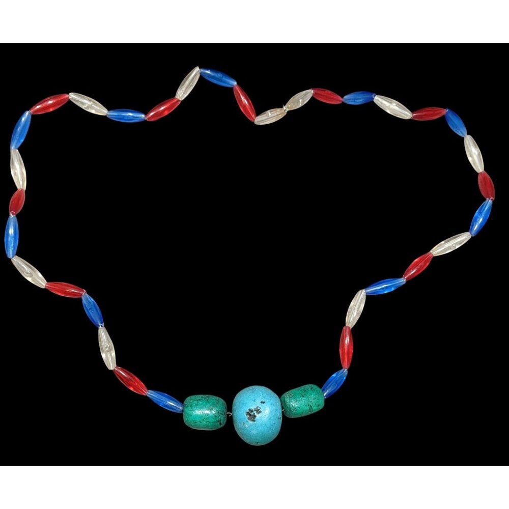 Handmade Retro Plastic And Stone Beaded Necklace